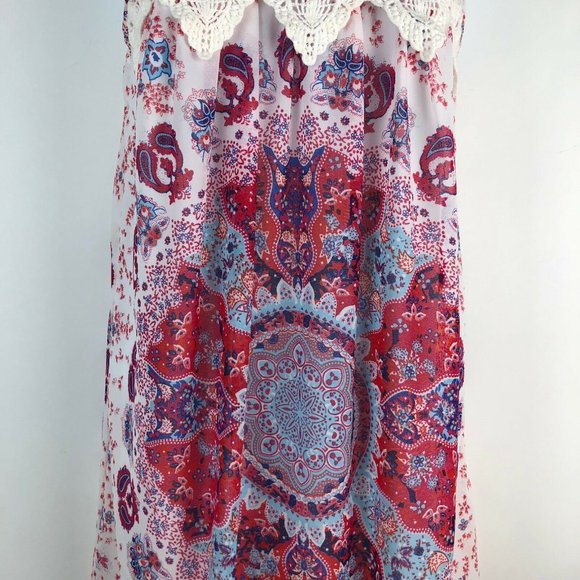 Entro Sleeveless Crochet Mandala Print Shift Dress - Picture 3 of 5